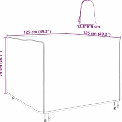 vidaXL Meubelhoes Zwart 125 x 125 x 74 cm 210D Oxford Stof