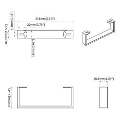 vidaXL Meubelpoten 12 st Zwart 311 x 40,5 x 100 mm IJzer