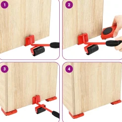 vidaXL Meubelrollers 8 stuks met lifters 9,8x7,5x3 cm 150 kg rood