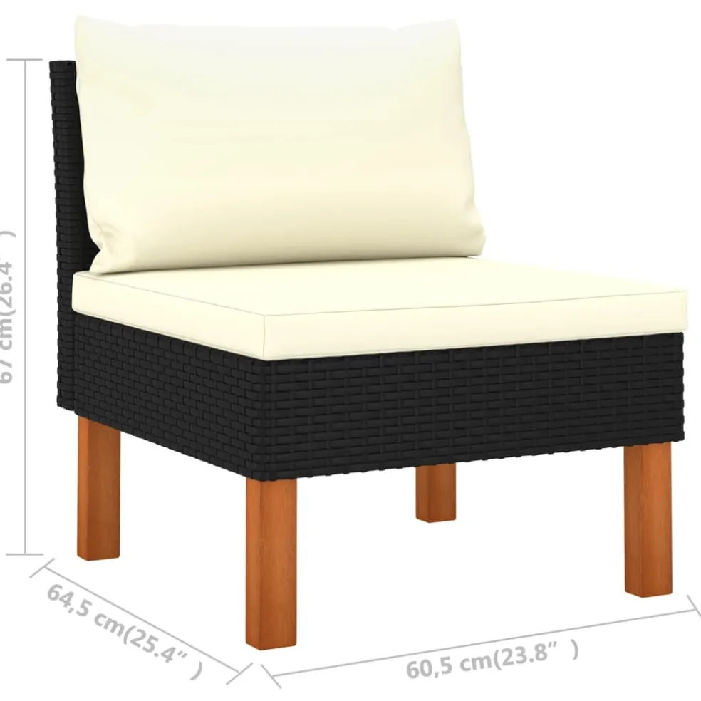 vidaXL Middenbanken 2 st poly rattan en massief eucalyptushout