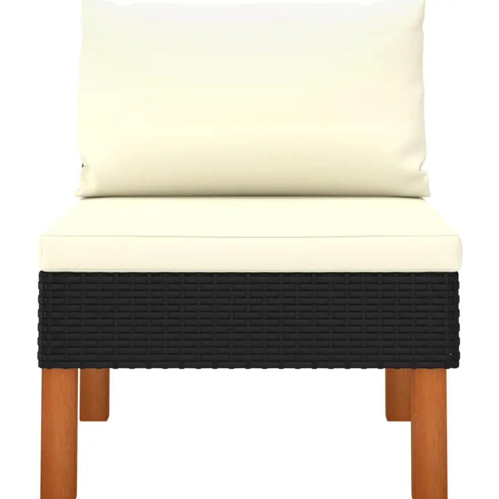 vidaXL Middenbanken 2 st poly rattan en massief eucalyptushout