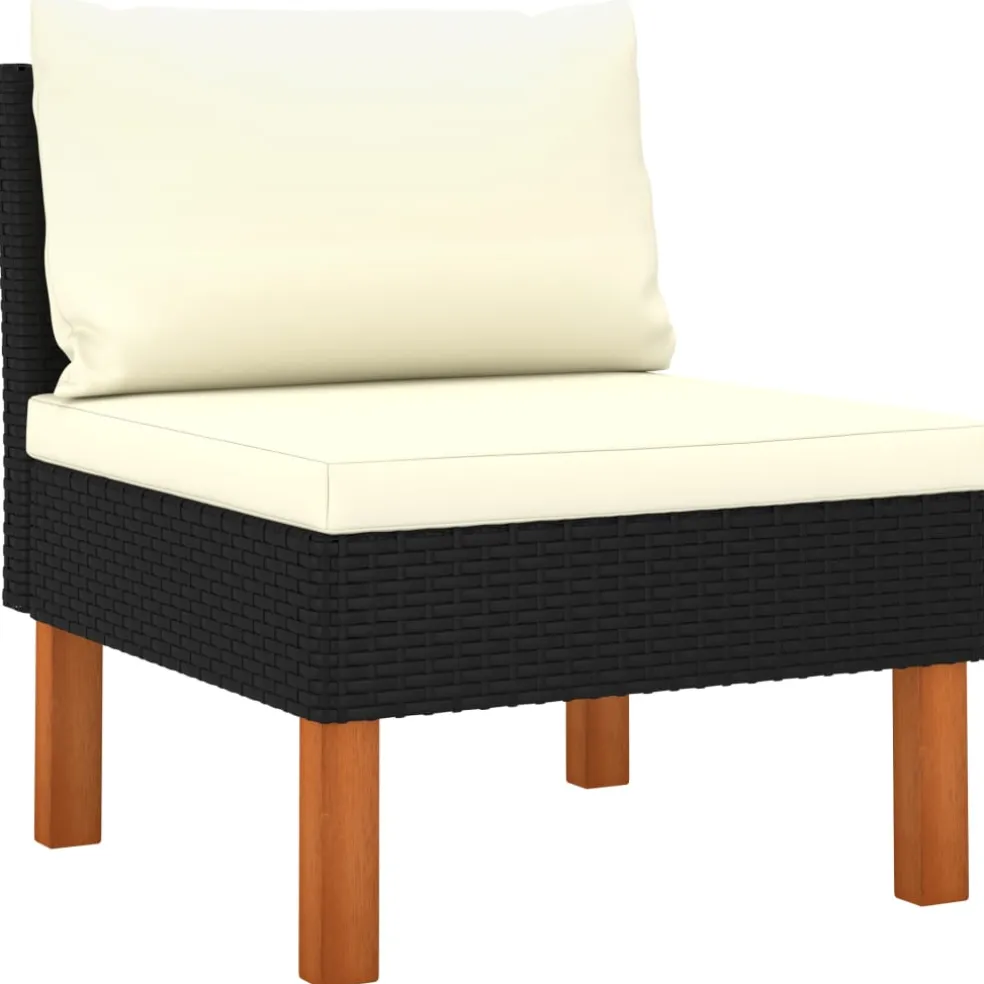 vidaXL Middenbanken 2 st poly rattan en massief eucalyptushout