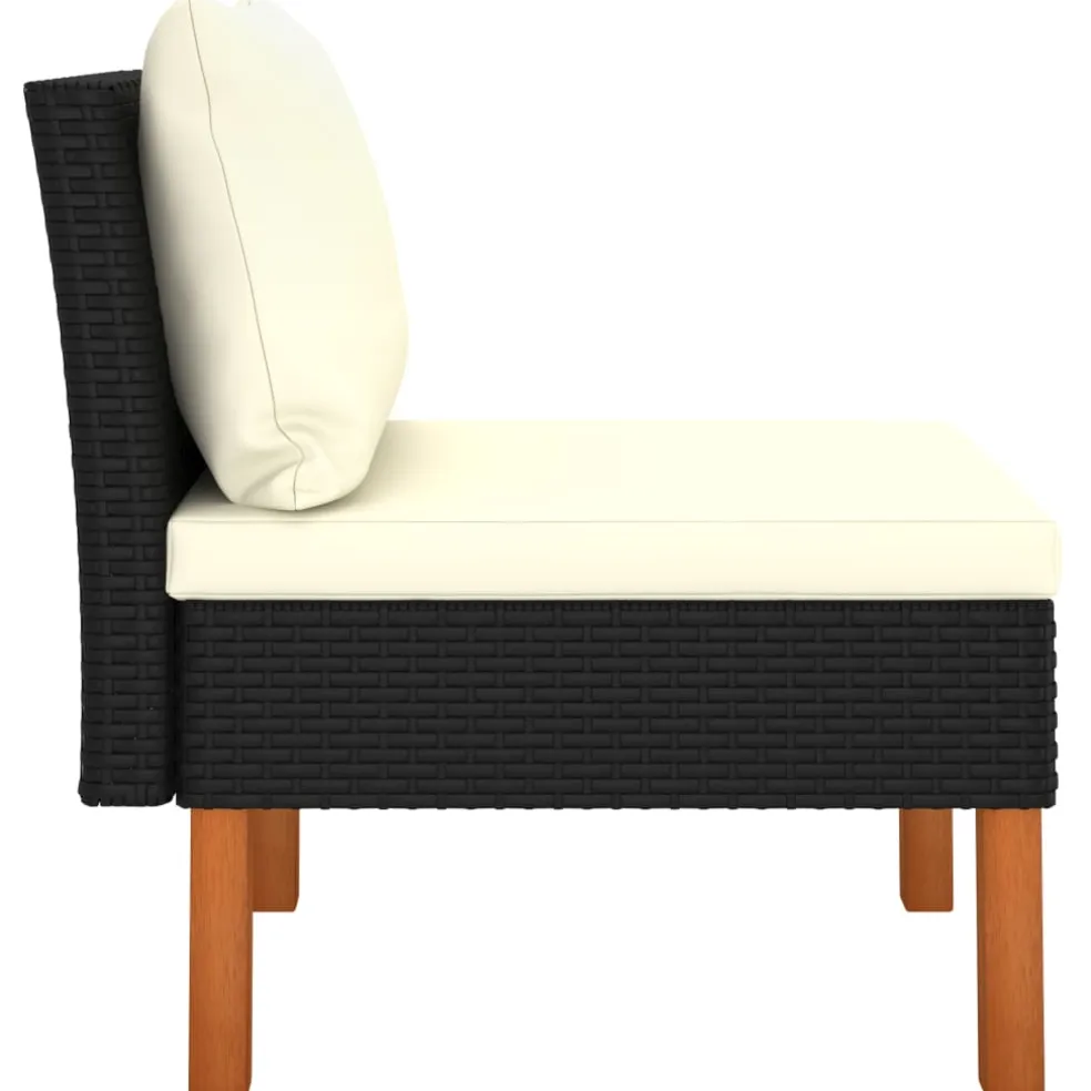 vidaXL Middenbanken 2 st poly rattan en massief eucalyptushout