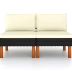 vidaXL Middenbanken 2 st poly rattan en massief eucalyptushout