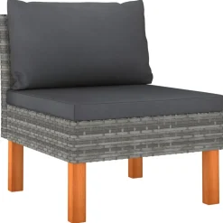 vidaXL Middenbanken 3 st poly rattan en massief eucalyptushout