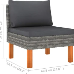 vidaXL Middenbanken 3 st poly rattan en massief eucalyptushout