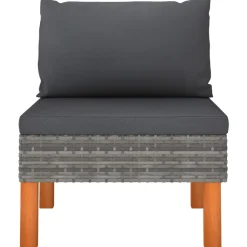 vidaXL Middenbanken 3 st poly rattan en massief eucalyptushout