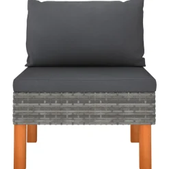 vidaXL Middenbank poly rattan en massief eucalyptushout