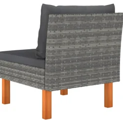 vidaXL Middenbank poly rattan en massief eucalyptushout
