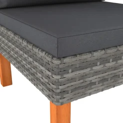 vidaXL Middenbank poly rattan en massief eucalyptushout