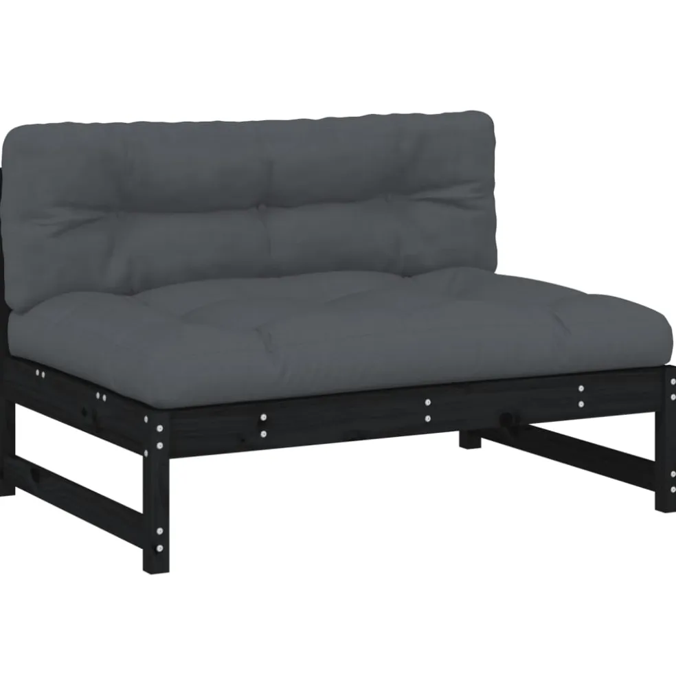 vidaXL Middenbank 120x80 cm massief grenenhout zwart