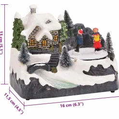 vidaXL Mini Kerstmis Dorp 16 x 11,5 x 13 cm Kunststof Multikleur