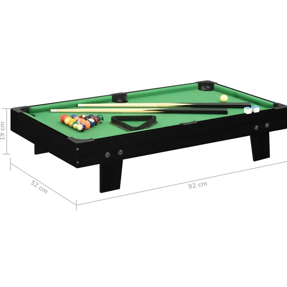 vidaXL Minipooltafel 3 Feet 92x52x19 cm zwart en groen
