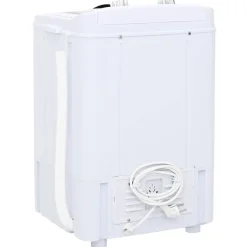 vidaXL Mini Wasmachine met Enkele Wasbak 4,6 kg Zwart en Wit
