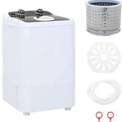 vidaXL Mini Wasmachine met Enkele Wasbak 4,6 kg Zwart en Wit