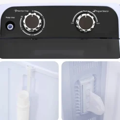 vidaXL Mini Wasmachine met Enkele Wasbak 4,6 kg Zwart en Wit