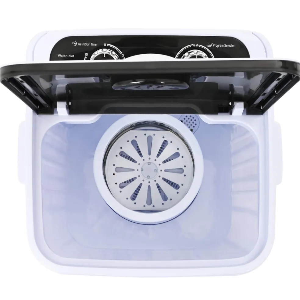 vidaXL Mini Wasmachine met Enkele Wasbak 4,6 kg Zwart en Wit