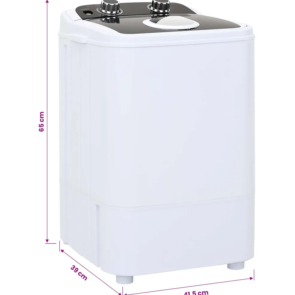 vidaXL Mini Wasmachine met Enkele Wasbak 4,6 kg Zwart en Wit