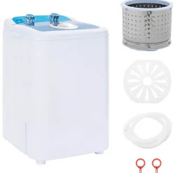 vidaXL Mini Wasmachine met Enkele Wasbak 4,6 kg Blauw en Wit