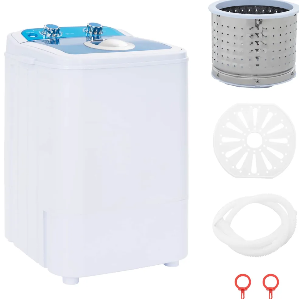 vidaXL Mini Wasmachine met Enkele Wasbak 4,6 kg Blauw en Wit