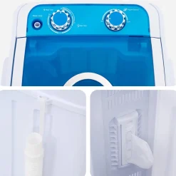 vidaXL Mini Wasmachine met Enkele Wasbak 4,6 kg Blauw en Wit