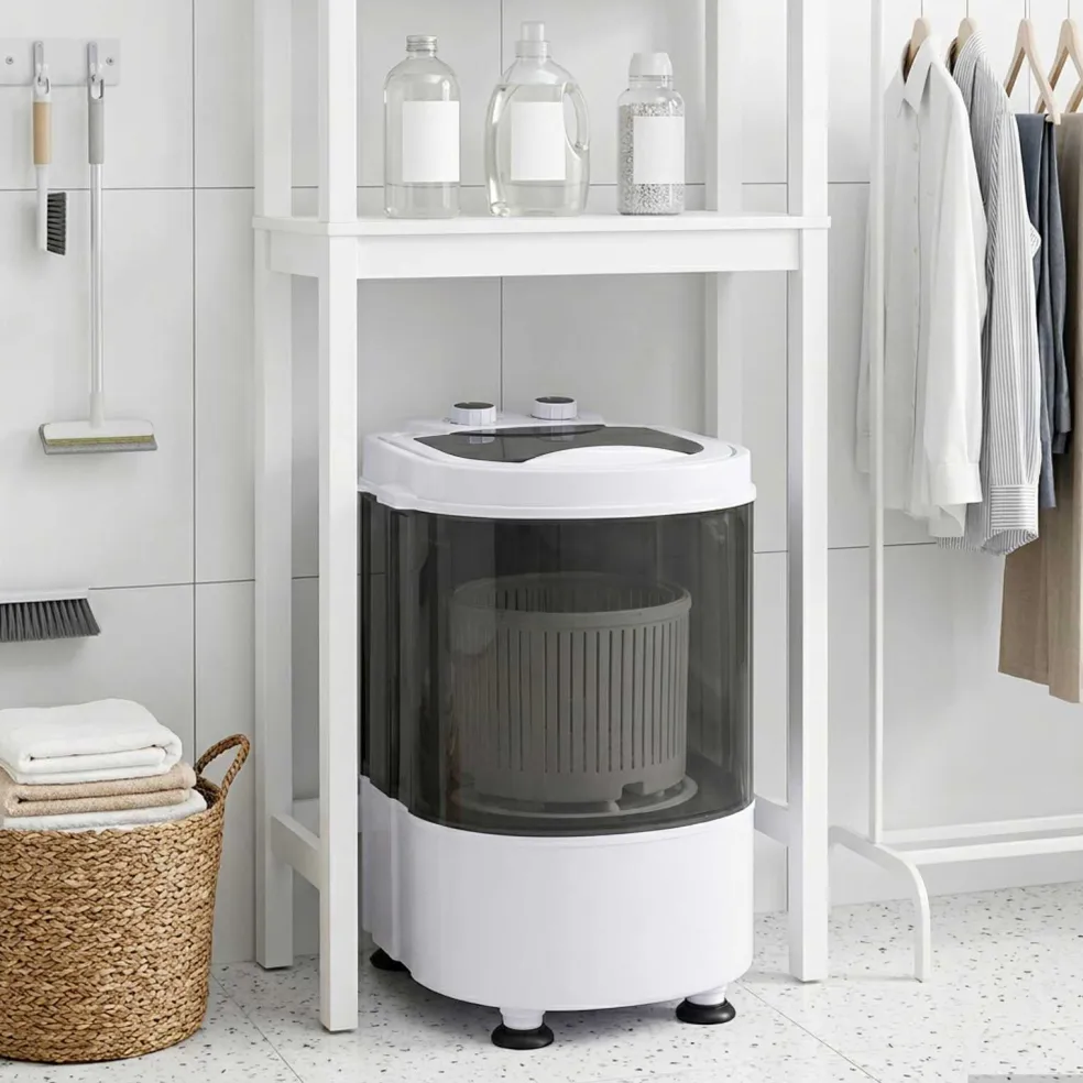 vidaXL Mini Wasmachine met Enkele Wasbak 2,6 kg Zwart en Wit