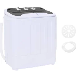 vidaXL Mini Wasmachine met Twin Tub 3,6 kg Zwart en Wit