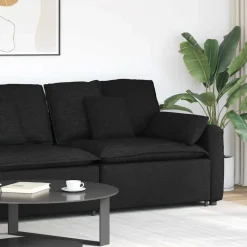 vidaXL Modulaire bank Armleuning eindmodule met kussens 100 cm zwart
