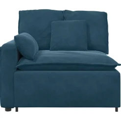 vidaXL Modulaire bank Armleuning eindmodule met kussens 100 cm blauw