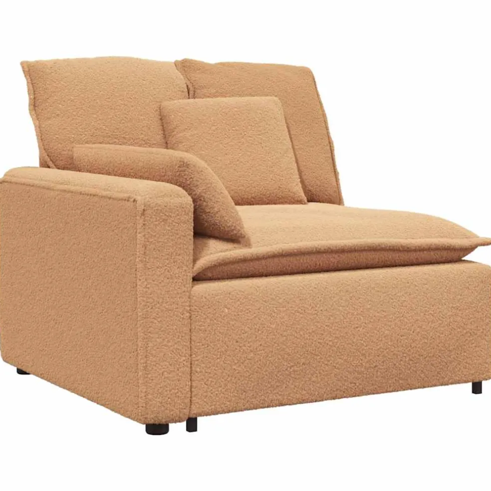 vidaXL Modulaire bank Armleuning eindmodule met kussens 100 cm beige