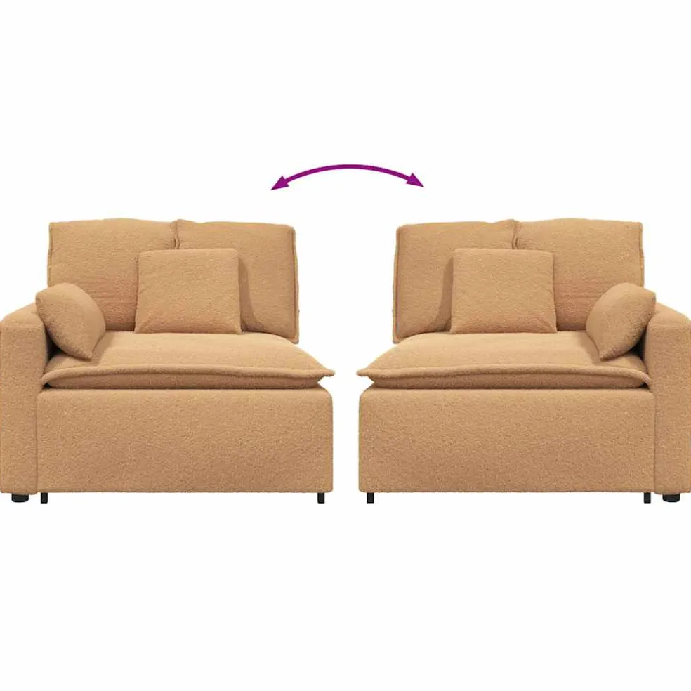 vidaXL Modulaire bank Armleuning eindmodule met kussens 100 cm beige