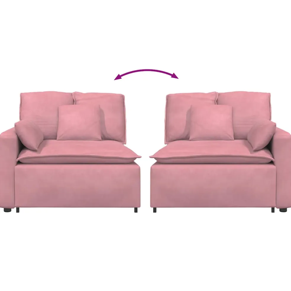 vidaXL Modulaire bank Armleuning eindmodule met kussens 100 cm roze
