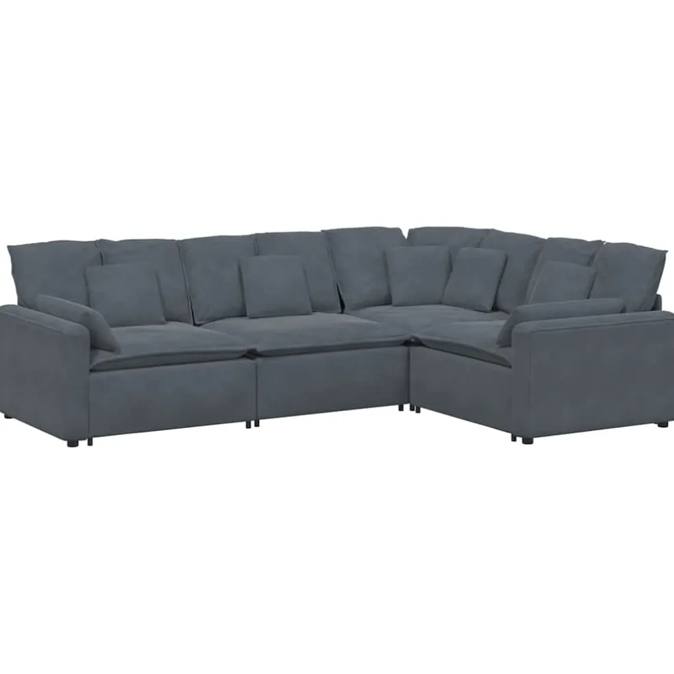 vidaXL Modulaire bank met kussens fluweel donkergrijs