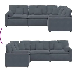 vidaXL Modulaire bank met kussens fluweel donkergrijs
