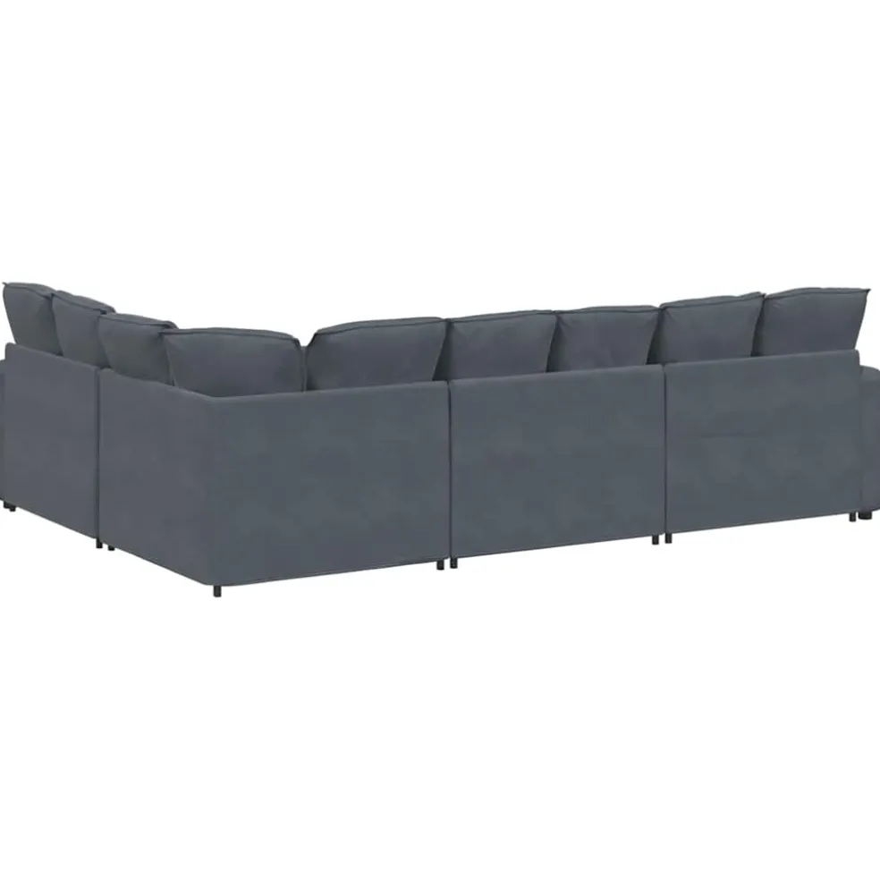 vidaXL Modulaire bank met kussens fluweel donkergrijs