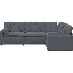 vidaXL Modulaire bank met kussens fluweel donkergrijs