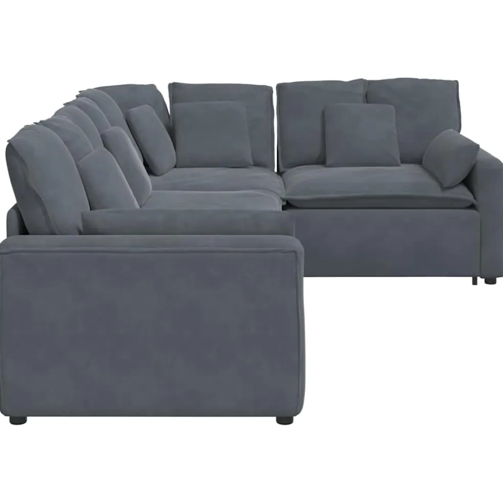 vidaXL Modulaire bank met kussens fluweel donkergrijs