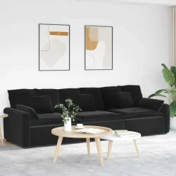 vidaXL Modulaire bank met kussens zwart