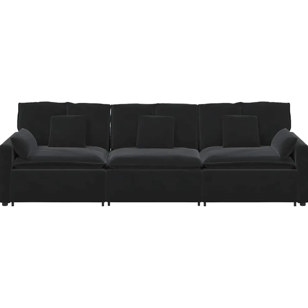 vidaXL Modulaire bank met kussens zwart