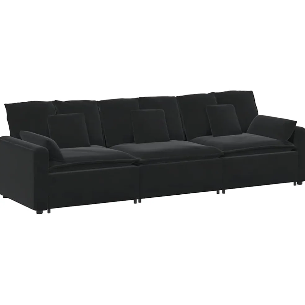 vidaXL Modulaire bank met kussens zwart