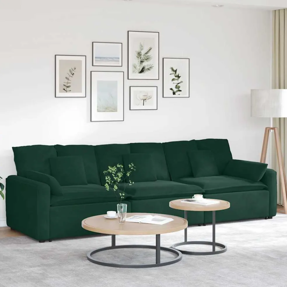 vidaXL Modulaire bank met kussens blauw