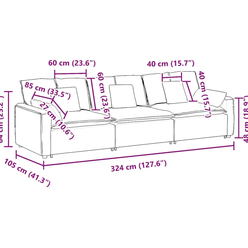 vidaXL Modulaire bank met kussens blauw
