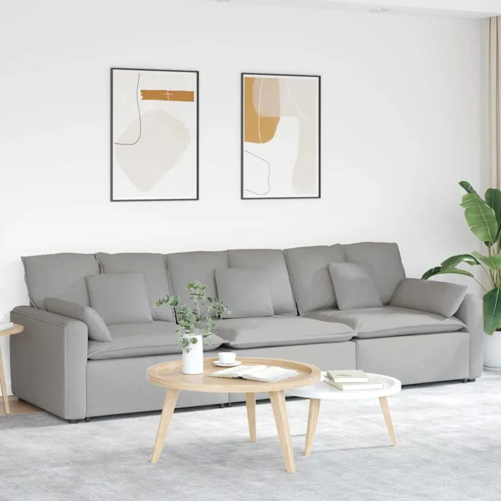 vidaXL Modulaire bank met kussens wolk grijs