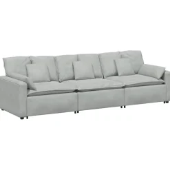 vidaXL Modulaire bank met kussens lichtgrijs