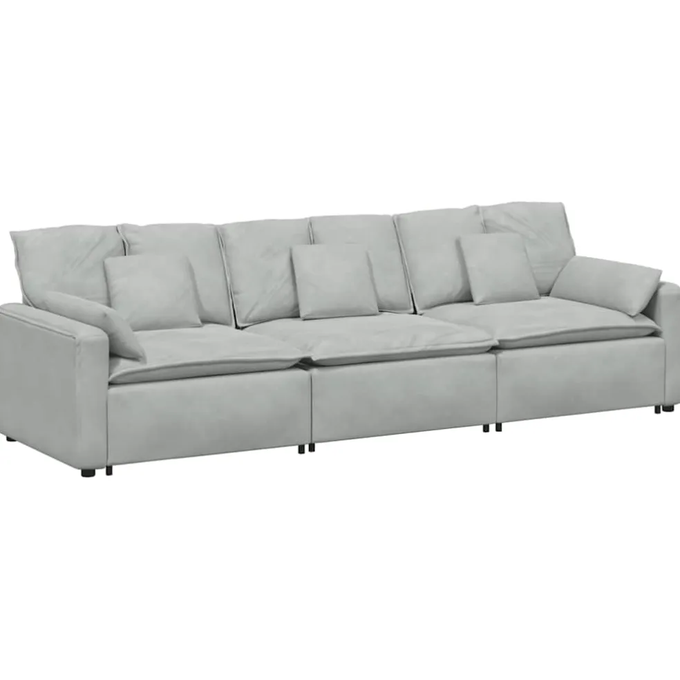 vidaXL Modulaire bank met kussens lichtgrijs