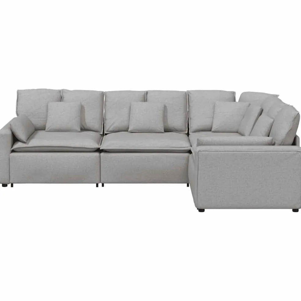 vidaXL Modulaire bank met kussens stof wolk grijs