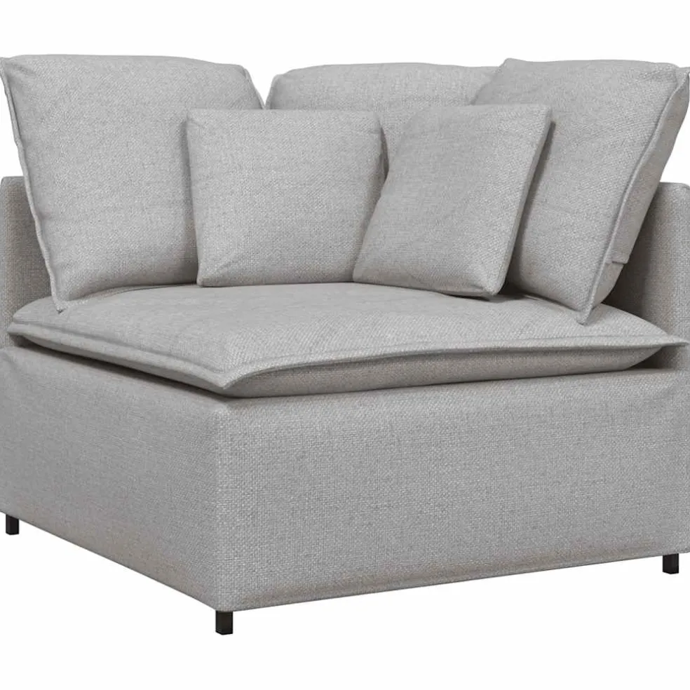 vidaXL Modulaire bank met kussens stof wolk grijs