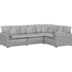 vidaXL Modulaire bank met kussens stof wolk grijs