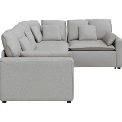 vidaXL Modulaire bank met kussens stof wolk grijs