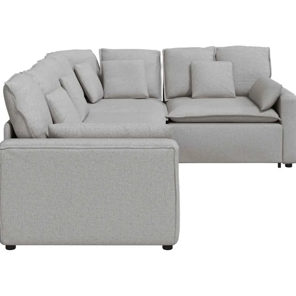 vidaXL Modulaire bank met kussens stof wolk grijs
